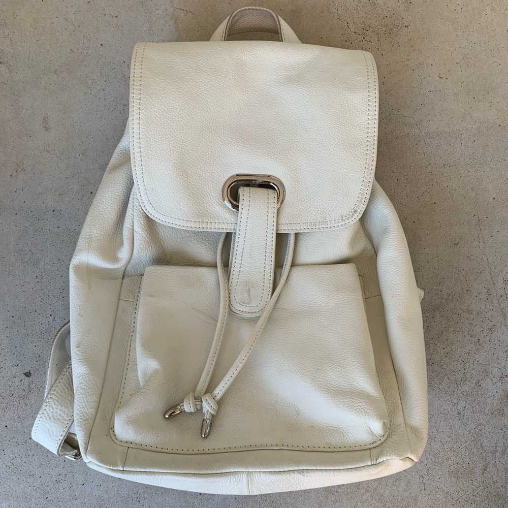 White Leather Backpack Purse